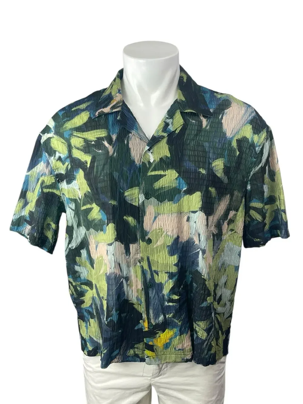Zara Men's Multicolor Floral Tropical Short Sleeve Button Down Shirt Top Size S